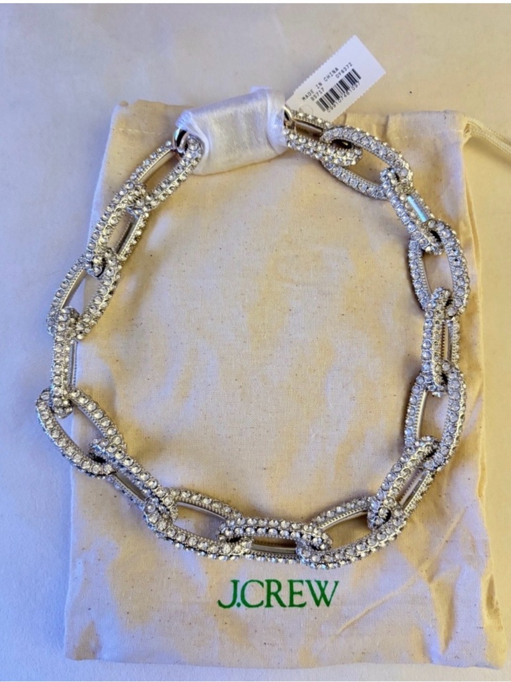 J.Crew large chain rhinestone necklace